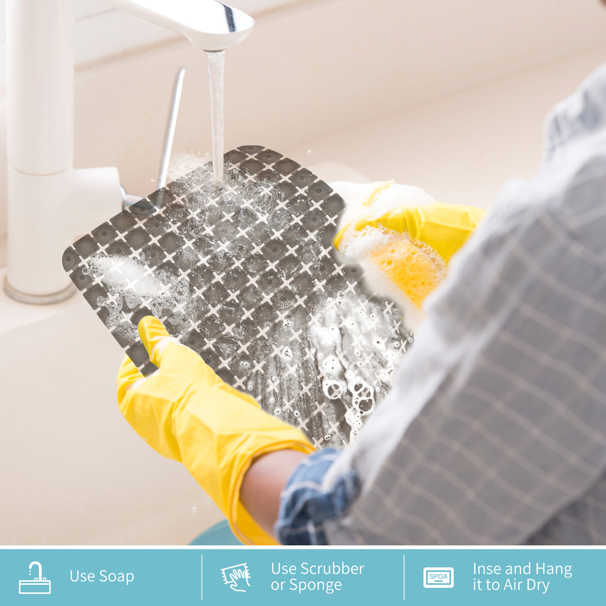 OTHWAY 2-Pack Square Sink Mats,Non-Slip Sink Mats for Kitchen, Quick-Dry Dish Drying Pad & Cabinet Protector, Flexible PVC Sink Grid Liner for Stainless Steel/Ceramic Sinks, 15.7"x11.8"
