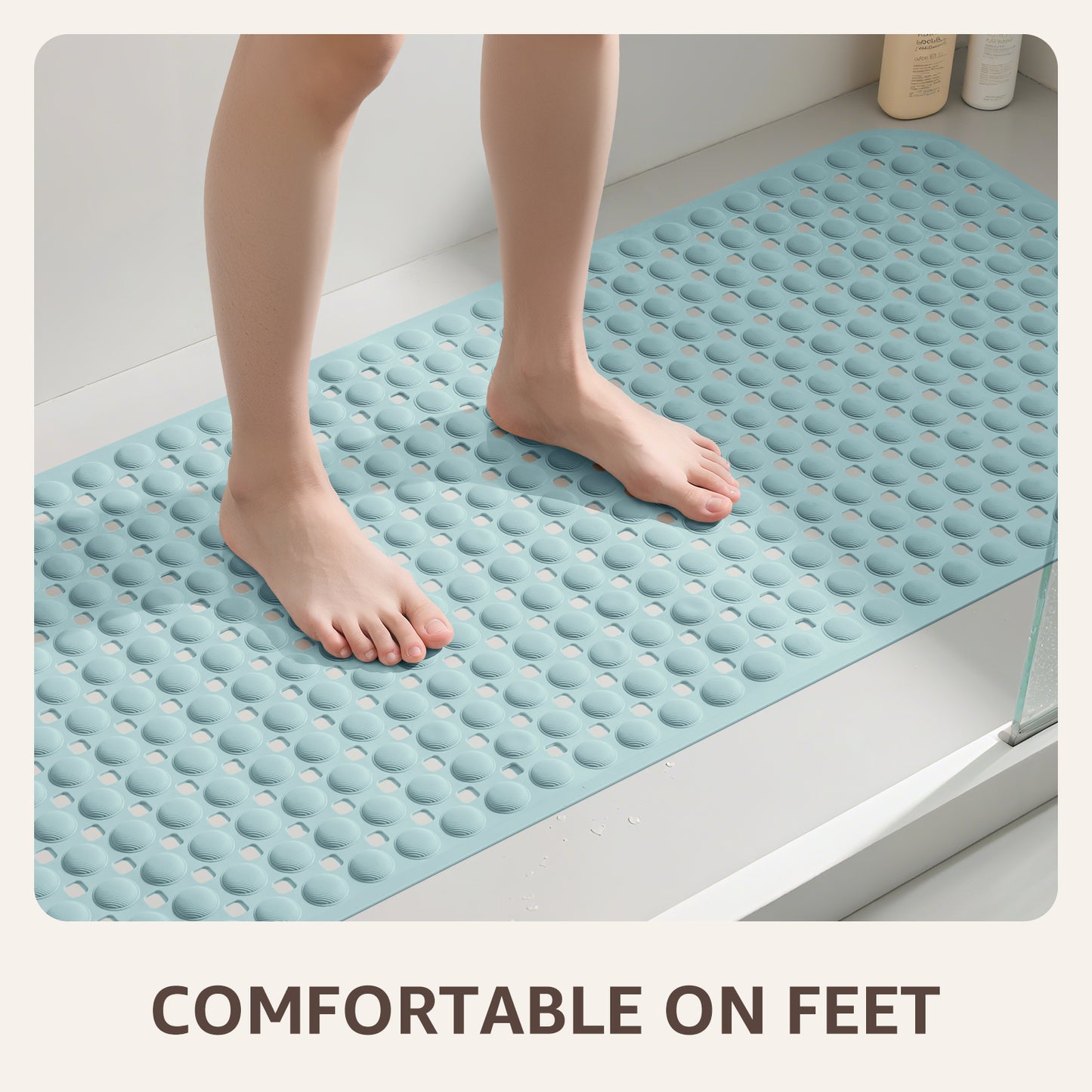 OTHWAY Non Slip Bath Tub Shower Mat with Suction Cups, Drain Holes, Bathtub Floor Liner Mats for Inside Shower Bathroom, Machine Washable, Soft on Feet, 35x16 Inch