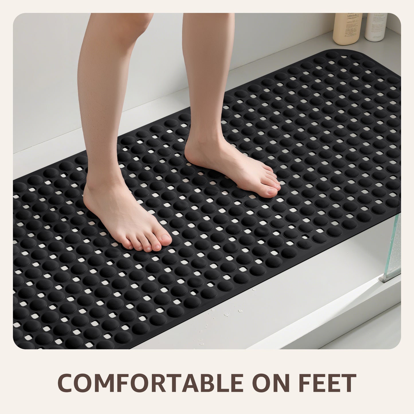 OTHWAY Non Slip Bath Tub Shower Mat with Suction Cups, Drain Holes, Bathtub Floor Liner Mats for Inside Shower Bathroom, Machine Washable, Soft on Feet, 35x16 Inch