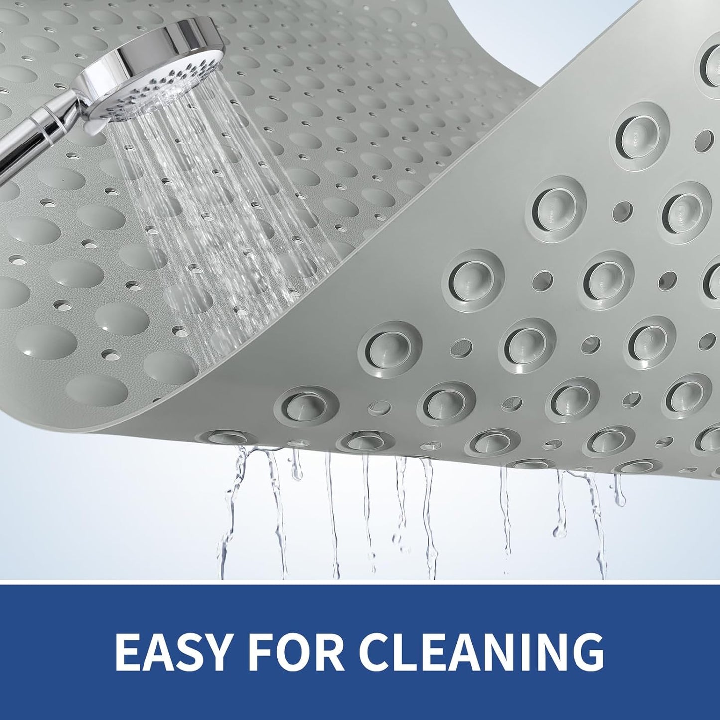 OTHWAY Extra Large Shower Mat 47"x 32", TPE Non Slip Shower Mat for Shower Stall, Inside Walk in Shower Mats with Drain Holes Suction Cups, Anti-Slip for Elderly Kids (Dark Grey)