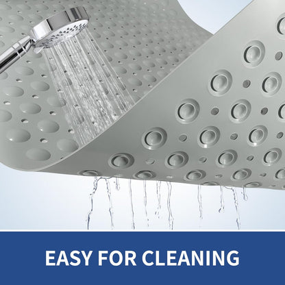 OTHWAY Extra Large Shower Mat 47"x 32", TPE Non Slip Shower Mat for Shower Stall, Inside Walk in Shower Mats with Drain Holes Suction Cups, Anti-Slip for Elderly Kids (Dark Grey)