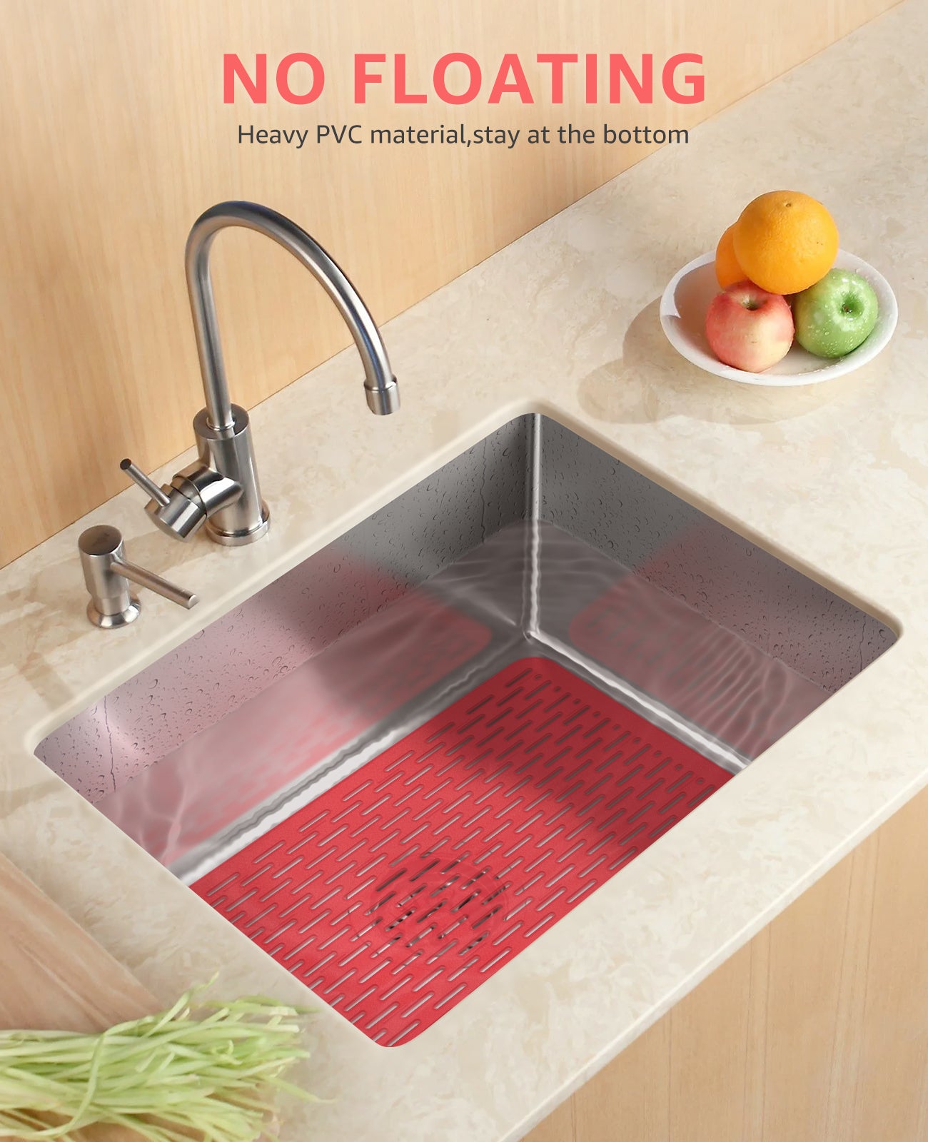 Bligli 15.7x11.8inch Kitchen Sink Mat, PVC Eco-Friendly Bottom Protector with Fast Drain & Anti-Slip