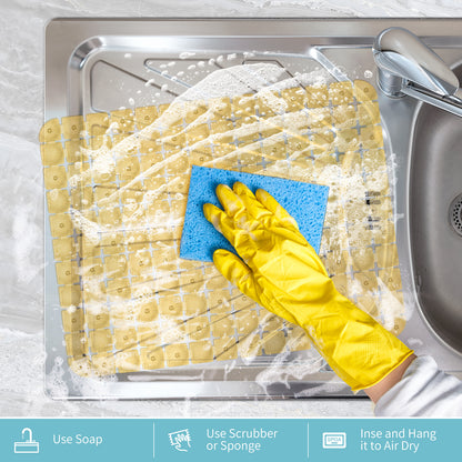 OTHWAY 2-Pack Square Sink Mats,Non-Slip Sink Mats for Kitchen, Quick-Dry Dish Drying Pad & Cabinet Protector, Flexible PVC Sink Grid Liner for Stainless Steel/Ceramic Sinks, 15.7"x11.8"