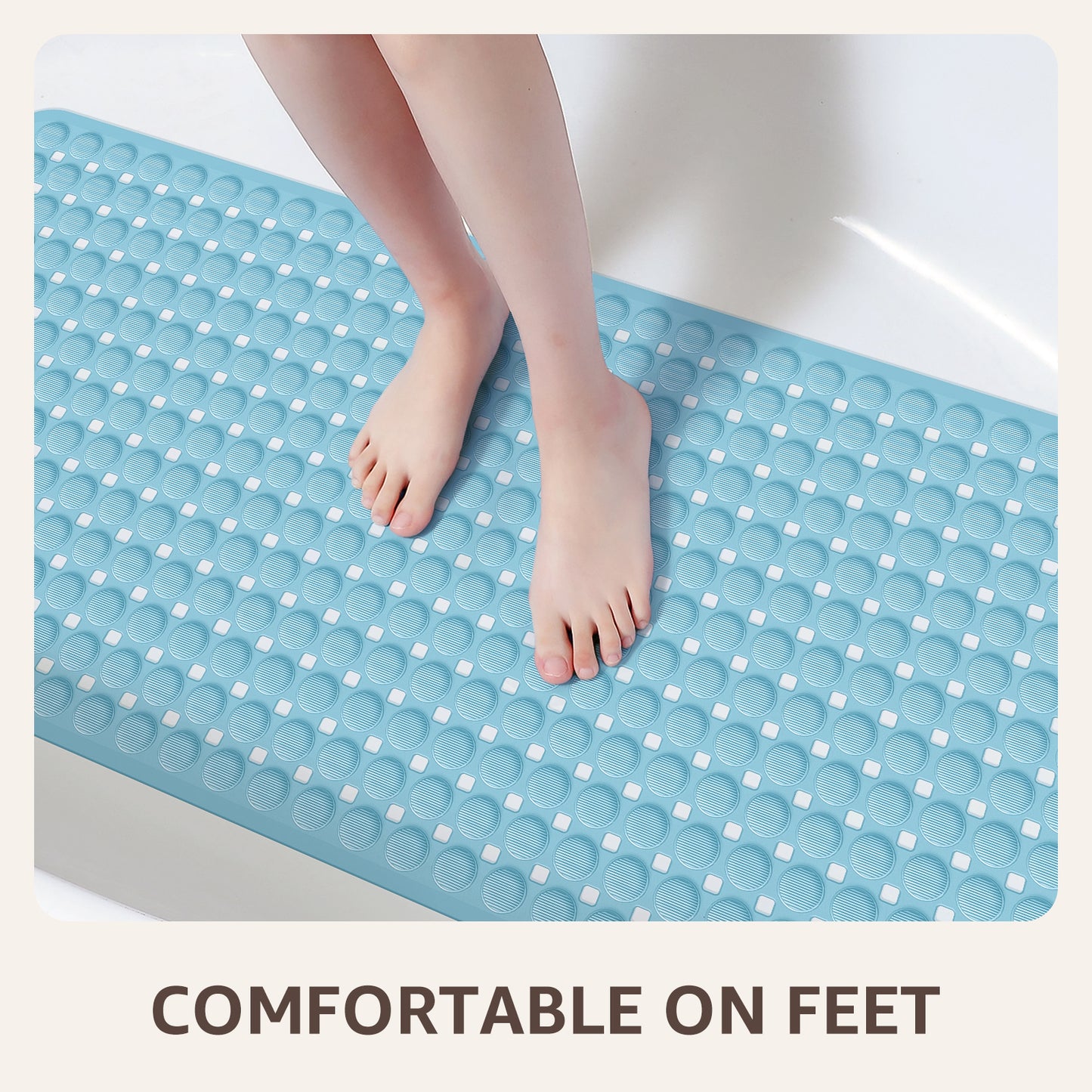 OTHWAY Non Slip Bath Tub Shower Mat with Suction Cups, Drain Holes, Bathtub Floor Liner Mats for Inside Shower Bathroom, Machine Washable, Soft on Feet, 35x16 Inch