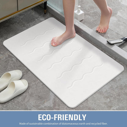 OTHWAY 32"x 20" Stone Bath Mat Large, Diatomaceous Earth Bath Mat for Bathroom Quick Drying Absorbing, Long Non-Slip Diatomite Hard Stone Shower Mat Instant Dry