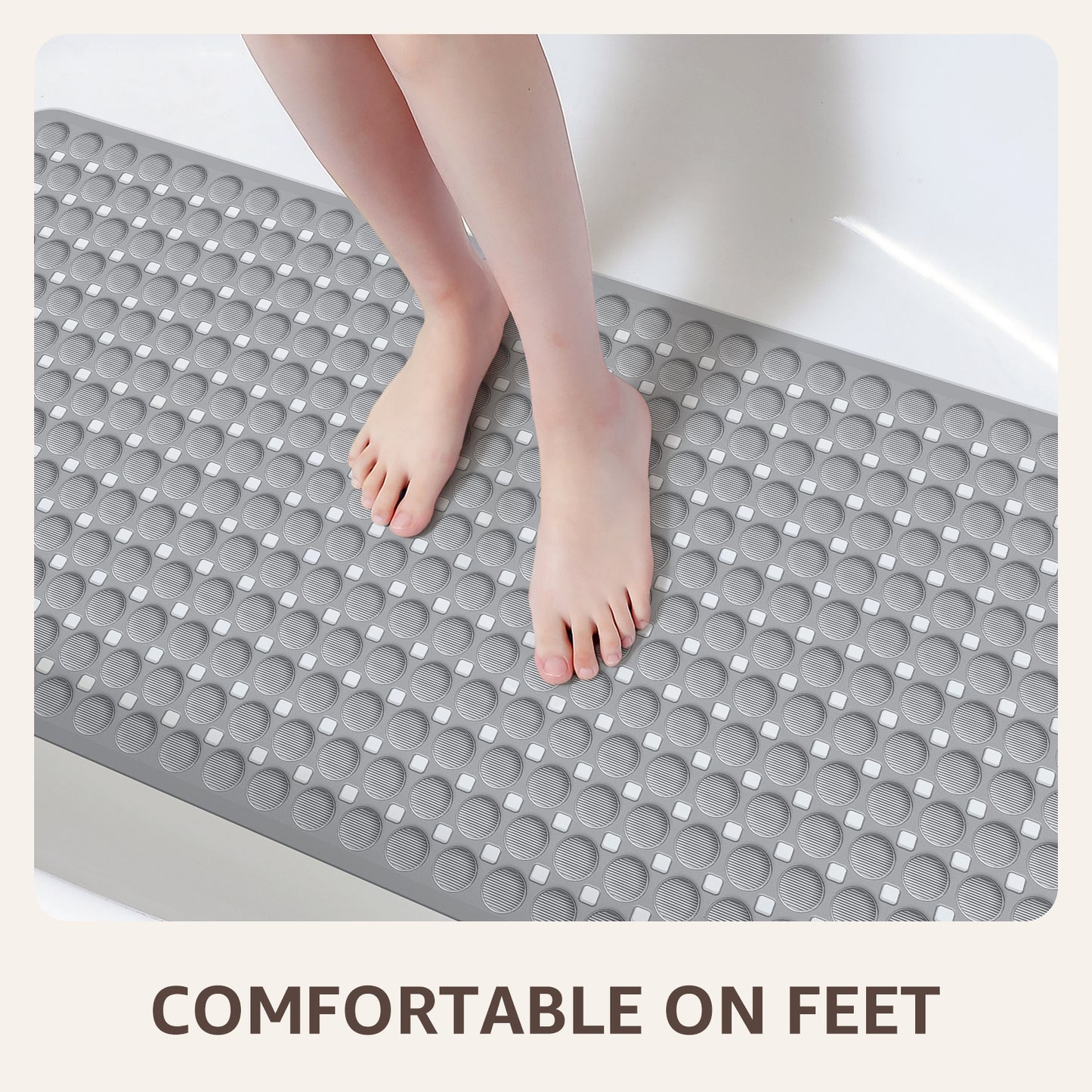 OTHWAY Non Slip Bath Tub Shower Mat with Suction Cups, Drain Holes, Bathtub Floor Liner Mats for Inside Shower Bathroom, Machine Washable, Soft on Feet, 35x16 Inch