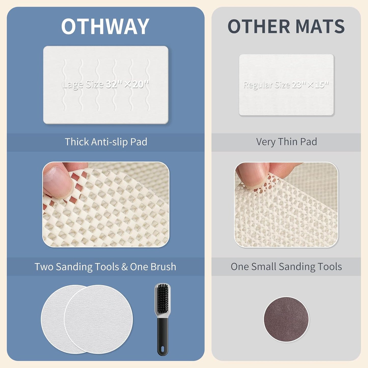 OTHWAY 32"x 20" Stone Bath Mat Large, Diatomaceous Earth Bath Mat for Bathroom Quick Drying Absorbing, Long Non-Slip Diatomite Hard Stone Shower Mat Instant Dry