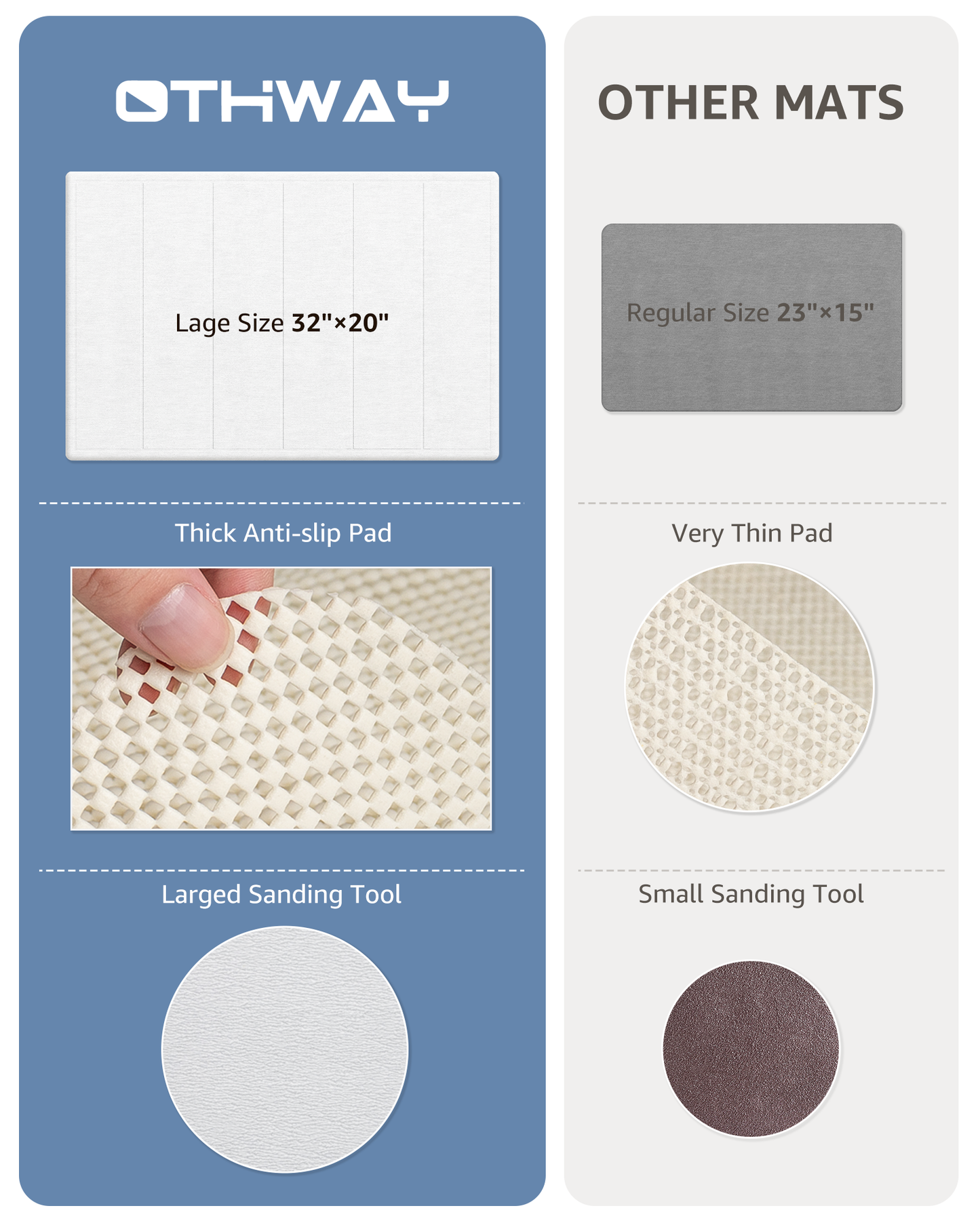 OTHWAY 32"x20" Large Diatomaceous Earth Bath Mat for Bathroom, Super Absorbent Quick-Dry Non-Slip Shower Mat, Natural Stone Bath Mat Easy to Clean
