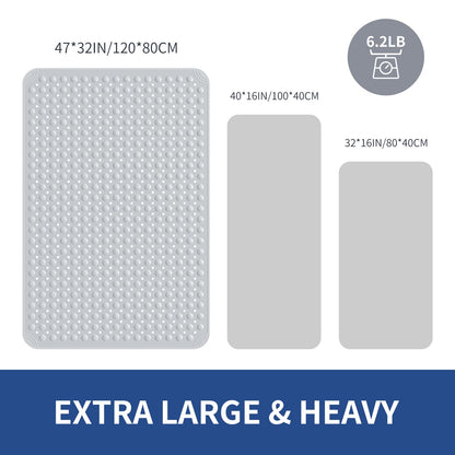 Large Anti-Slip Shower Mat with Drain Holes & Suction Cups