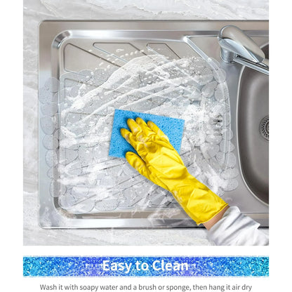 Bligli Non-Slip PVC Sink Mats (2-pack) – Pebble Design Protector for Stainless Steel/Porcelain, Dish Drying & Kitchen Liner, 15.7"x11.8"