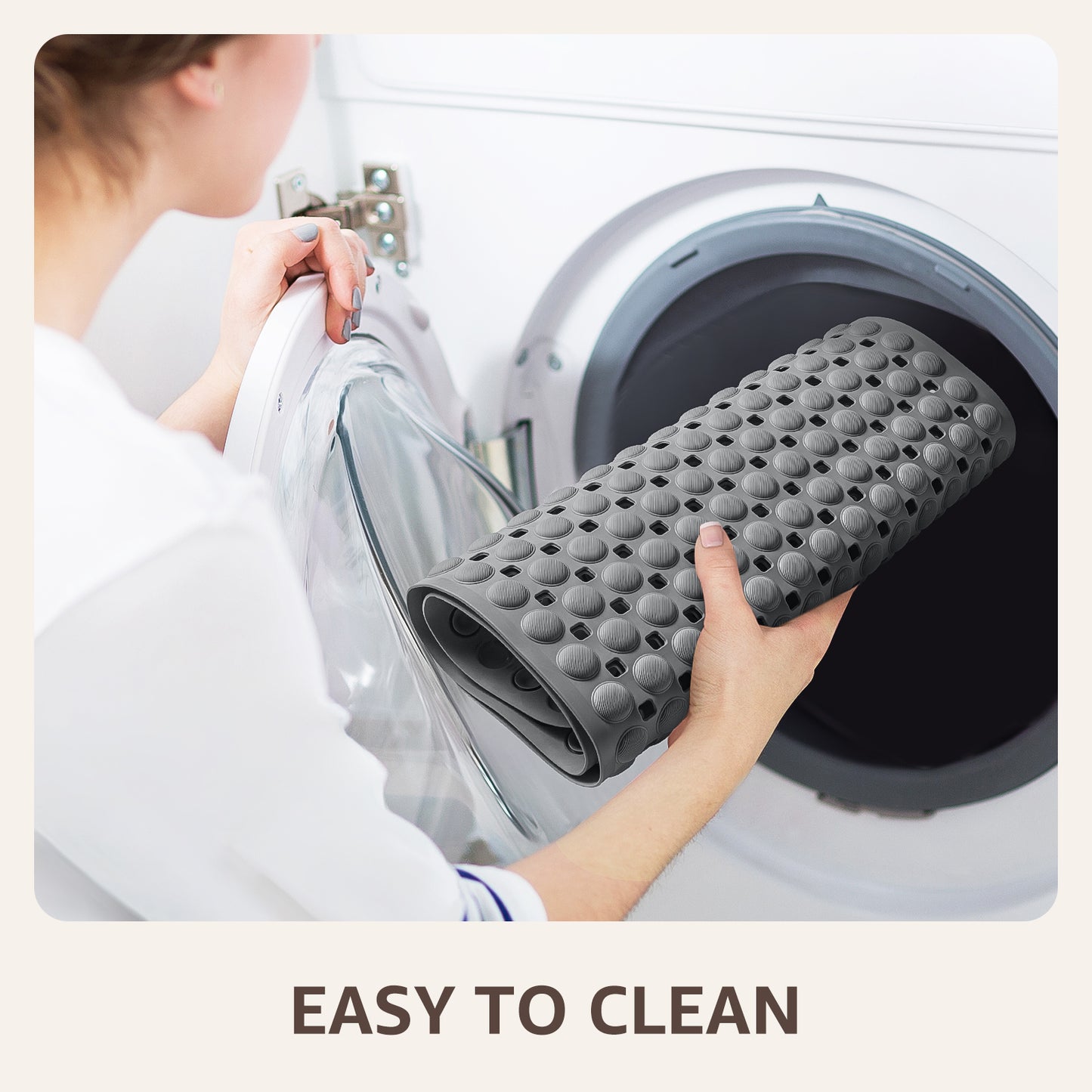 OTHWAY Non Slip Bath Tub Shower Mat with Suction Cups, Drain Holes, Bathtub Floor Liner Mats for Inside Shower Bathroom, Machine Washable, Soft on Feet, 35x16 Inch
