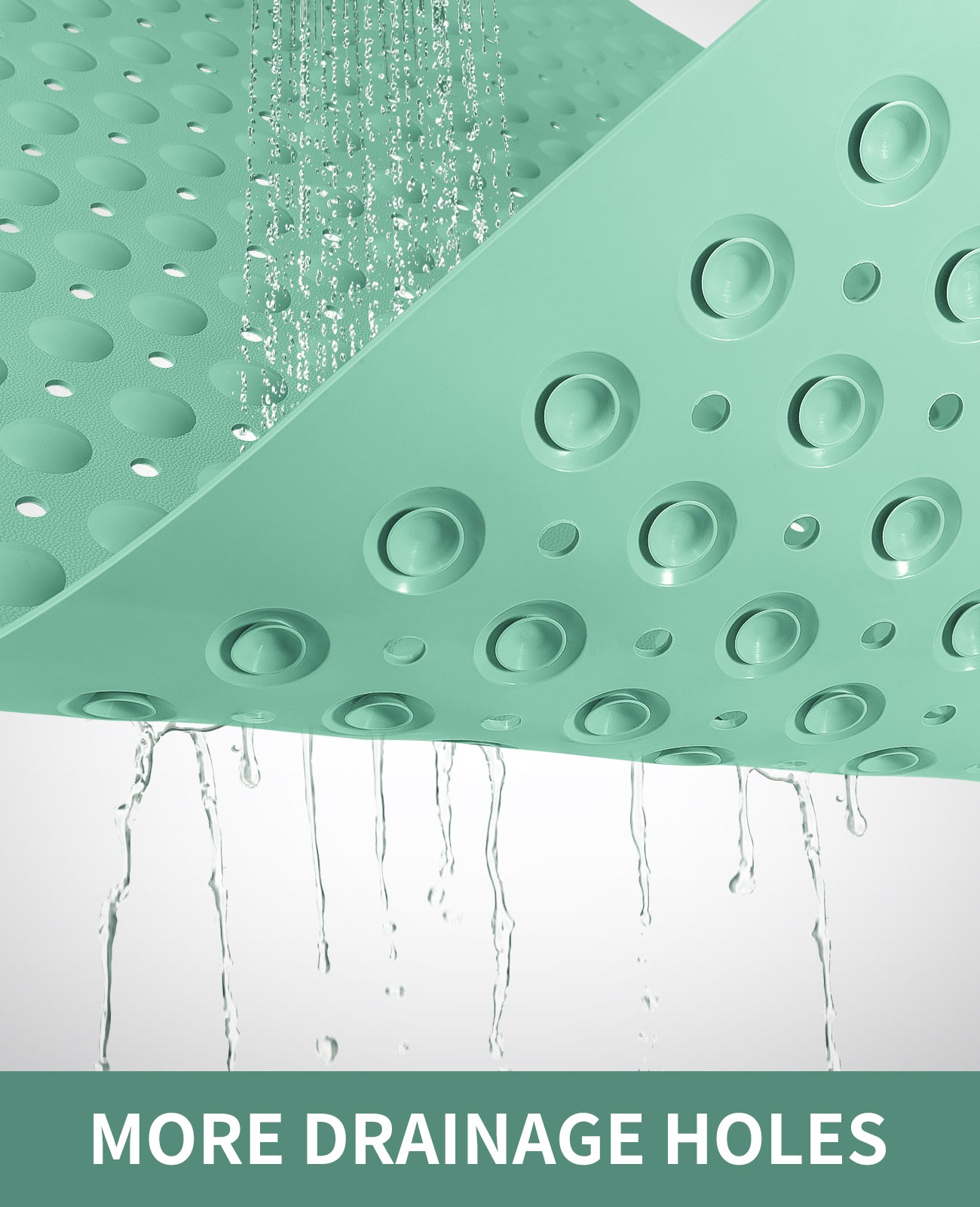 Yolife Extra Large Shower Mat 47.2x31.5" - TPE Non-Slip Bath Mat w/Suction Cups & Drain Holes, Heavy Duty for Shower Stall, Odor-Free