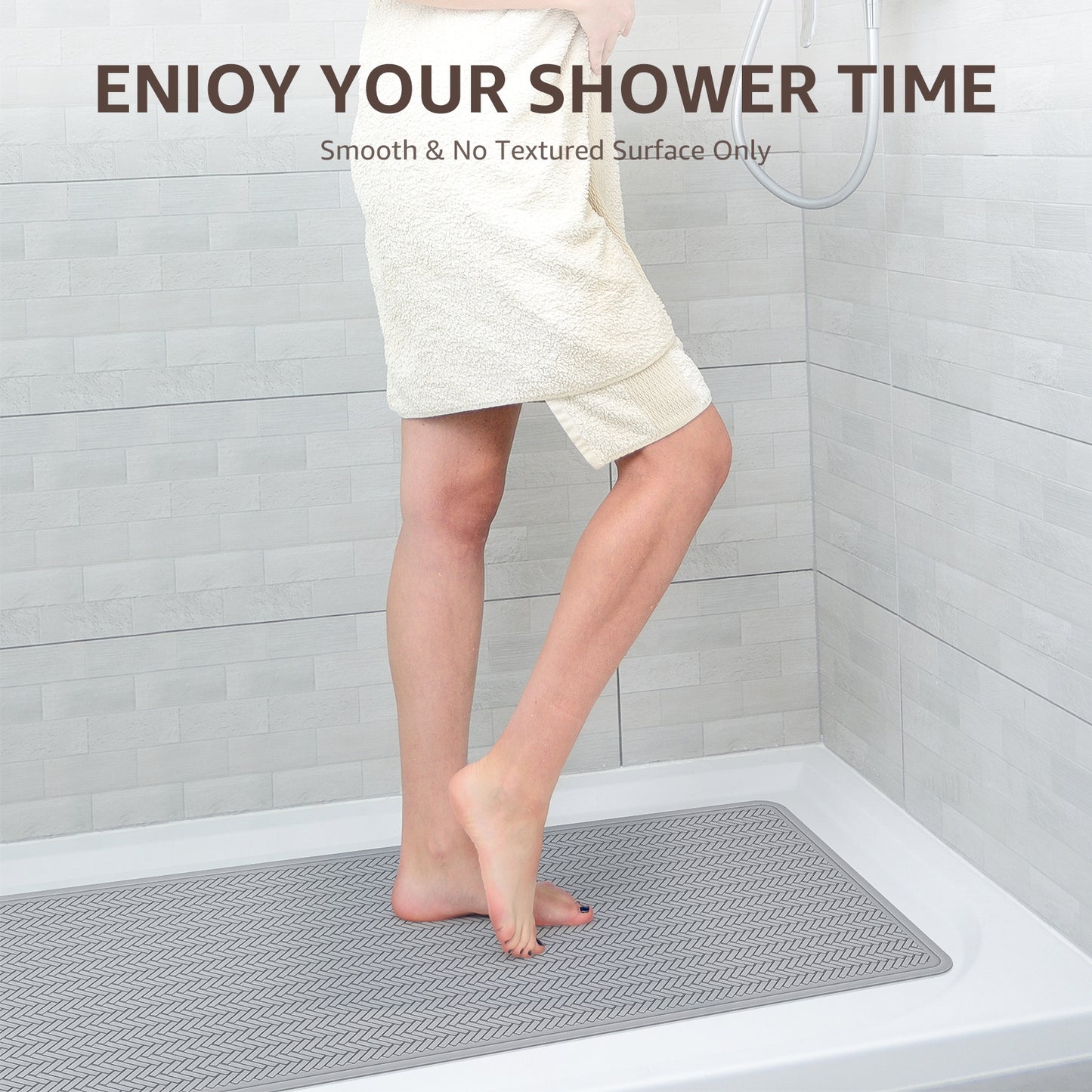 OTHWAY Extra Large Non-Slip Bath Mat with Strong Suction Cups, 28" x 17" Soft Rubber Shower Mat for Bathroom Floor, Durable & Skin-Friendly Bath Rug