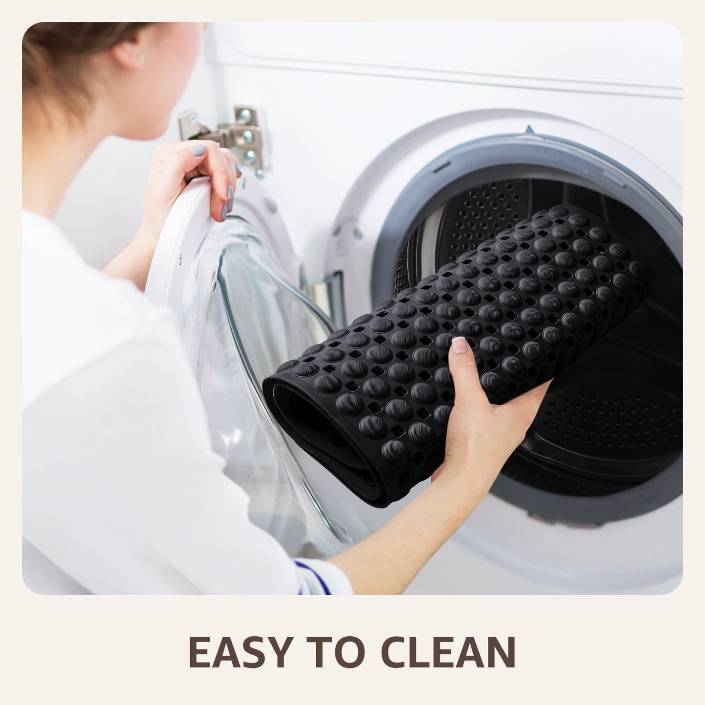 OTHWAY Non Slip Bath Tub Shower Mat with Suction Cups, Drain Holes, Bathtub Floor Liner Mats for Inside Shower Bathroom, Machine Washable, Soft on Feet, 35x16 Inch
