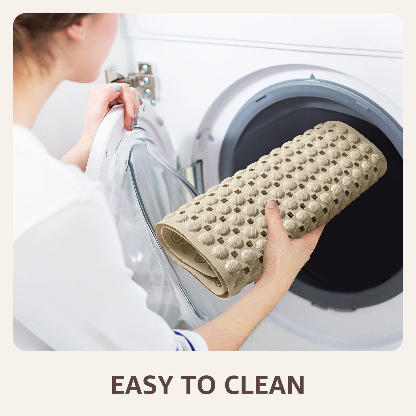 OTHWAY Non Slip Bath Tub Shower Mat with Suction Cups, Drain Holes, Bathtub Floor Liner Mats for Inside Shower Bathroom, Machine Washable, Soft on Feet, 35x16 Inch