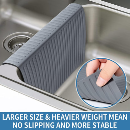 OTHWAY 11.8"x12.4" Silicone Sink Divider Mat, Large Sink Saddle & Protector for Divided Sink, No Suction Cups, Easy to Clean, Dish Drying Rack for Glassware and Dishes