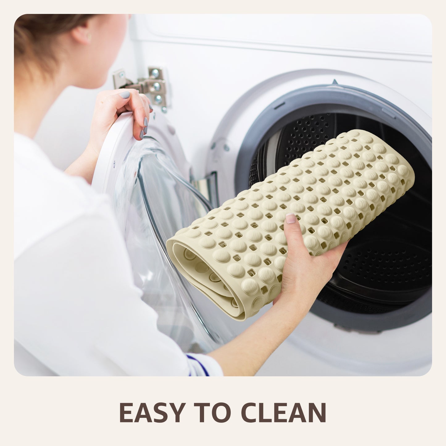 OTHWAY Non Slip Bath Tub Shower Mat with Suction Cups, Drain Holes, Bathtub Floor Liner Mats for Inside Shower Bathroom, Machine Washable, Soft on Feet, 35x16 Inch