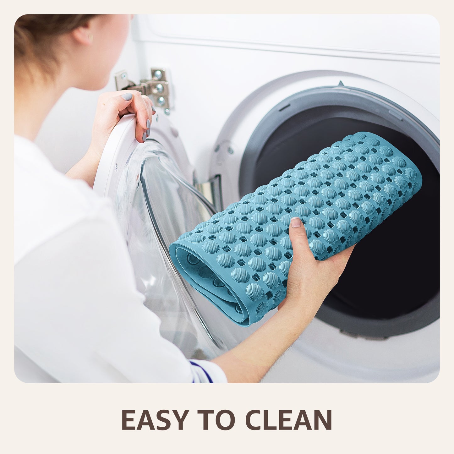OTHWAY Non Slip Bath Tub Shower Mat with Suction Cups, Drain Holes, Bathtub Floor Liner Mats for Inside Shower Bathroom, Machine Washable, Soft on Feet, 35x16 Inch