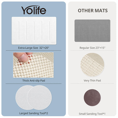 Yolife 32"x 20" Diatomite Bath Mat, Super Absorbent Quick-Dry Stone Bathroom Floor Mat, Non-Slip Natural Diatomaceous Earth Shower Rug, Large Bath Pad for Bathroom, Kitchen, Entryway, Easy to Clean