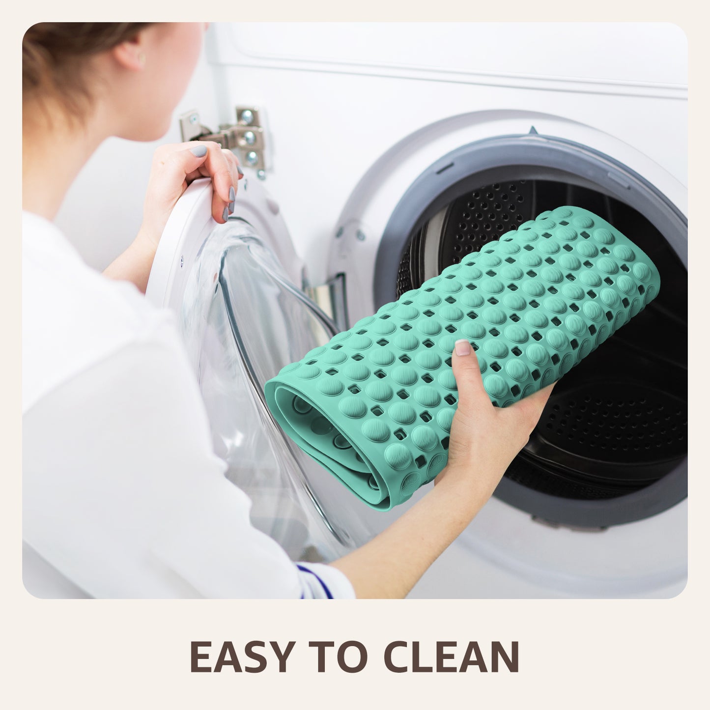 OTHWAY Non Slip Bath Tub Shower Mat with Suction Cups, Drain Holes, Bathtub Floor Liner Mats for Inside Shower Bathroom, Machine Washable, Soft on Feet, 35x16 Inch