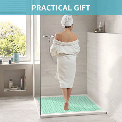 OTHWAY Square Shower Mat, 27"x 27" Extra Large Shower Mats for Inside Shower, TPE Anti Slip Shower Mat with Suction Cups Drain Holes, Machine Washable Shower Floor Mat