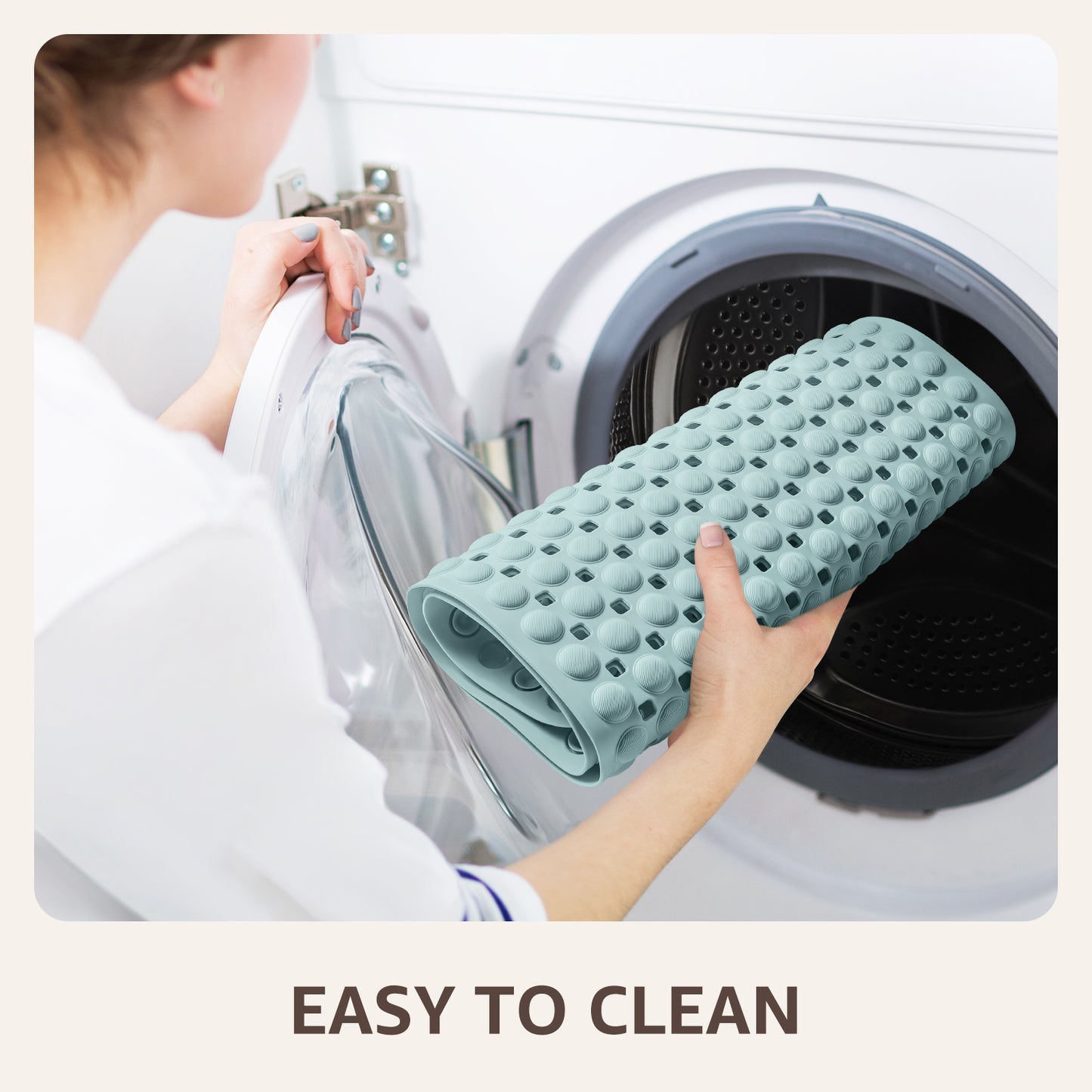 OTHWAY Non Slip Bath Tub Shower Mat with Suction Cups, Drain Holes, Bathtub Floor Liner Mats for Inside Shower Bathroom, Machine Washable, Soft on Feet, 35x16 Inch