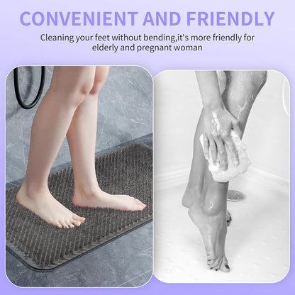 Yolife Shower Foot Scrubber Mat,Anti-Slip Bath Mat with Scrub Bristles & Strong Suction Cups to Soothe Achy Feet