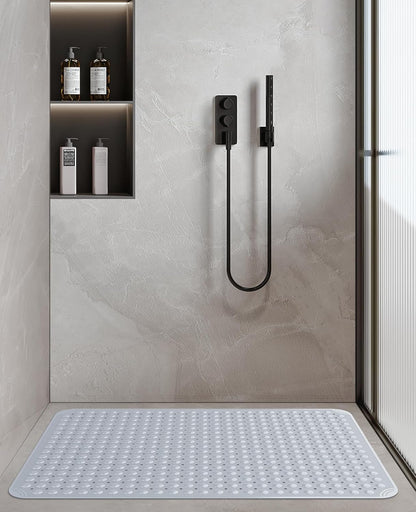 Yolife Extra Large Shower Mat 22.8x34.6" - TPE Non-Slip Bath Mat w/Suction Cups & Drain Holes, Heavy Duty for Shower Stall, Odor-Free