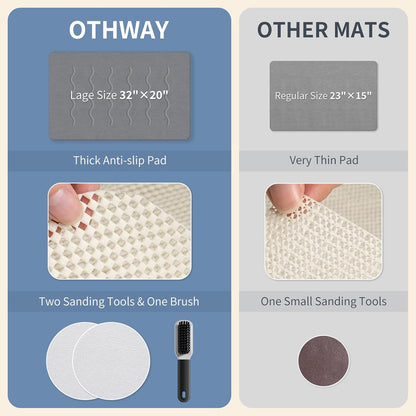 OTHWAY 32"x 20" Stone Bath Mat Large, Diatomaceous Earth Bath Mat for Bathroom Quick Drying Absorbing, Long Non-Slip Diatomite Hard Stone Shower Mat Instant Dry