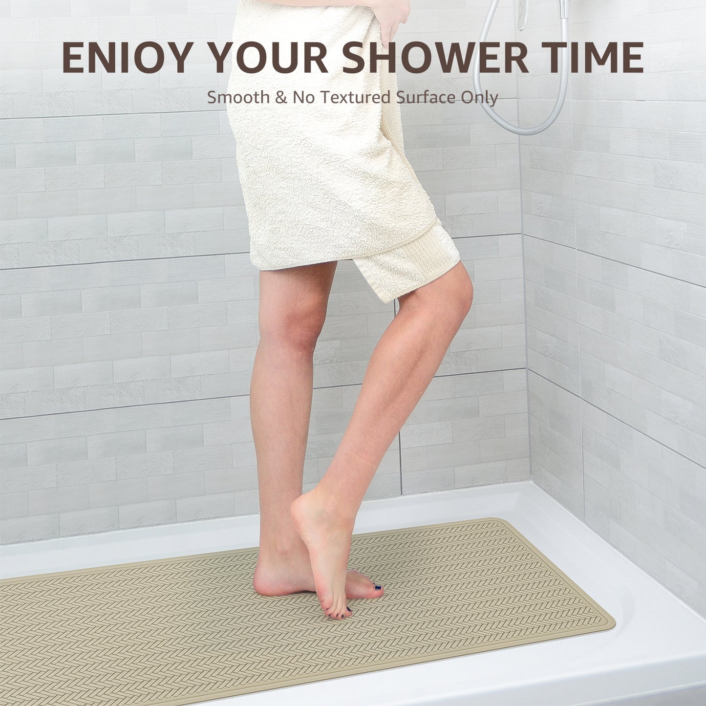 OTHWAY Extra Large Non-Slip Bath Mat with Strong Suction Cups, 28" x 17" Soft Rubber Shower Mat for Bathroom Floor, Durable & Skin-Friendly Bath Rug