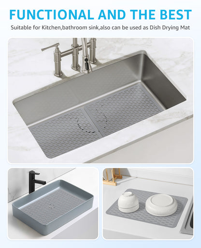 Bligli 15.7x11.8inch Kitchen Sink Mat, PVC Eco-Friendly Bottom Protector with Fast Drain & Anti-Slip