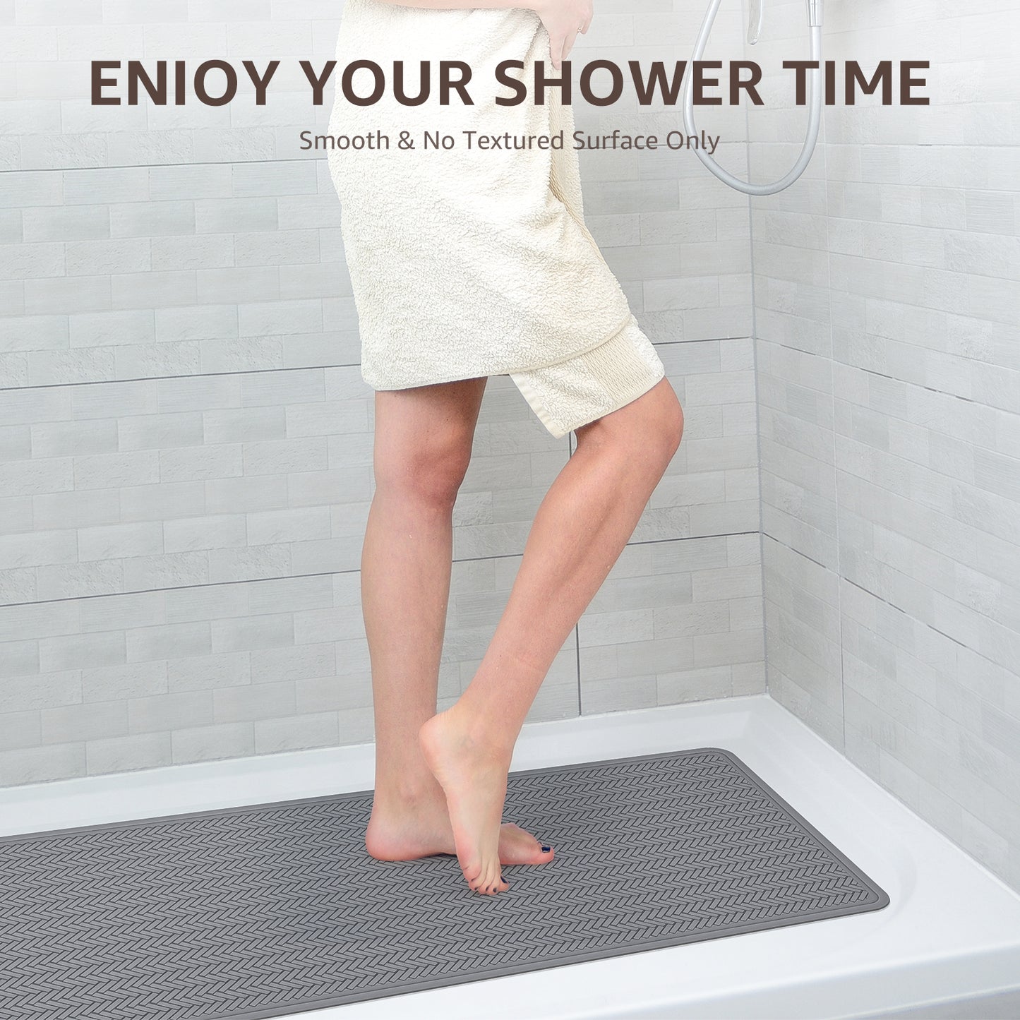 OTHWAY Extra Large Non-Slip Bath Mat with Strong Suction Cups, 28" x 17" Soft Rubber Shower Mat for Bathroom Floor, Durable & Skin-Friendly Bath Rug