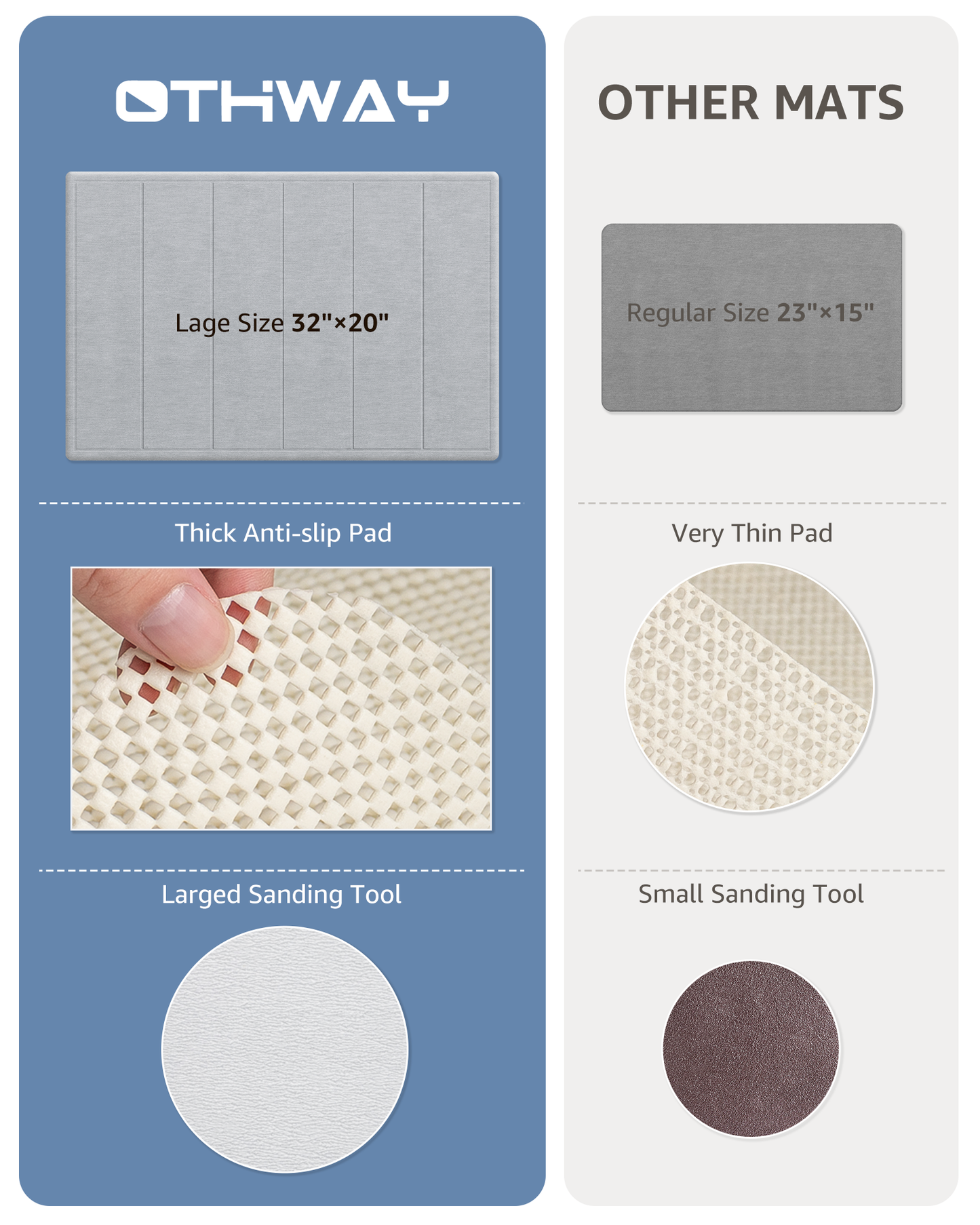 OTHWAY 32"x20" Large Diatomaceous Earth Bath Mat for Bathroom, Super Absorbent Quick-Dry Non-Slip Shower Mat, Natural Stone Bath Mat Easy to Clean