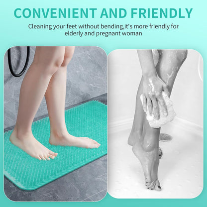 Yolife Shower Foot Scrubber Mat,Anti-Slip Bath Mat with Scrub Bristles & Strong Suction Cups to Soothe Achy Feet