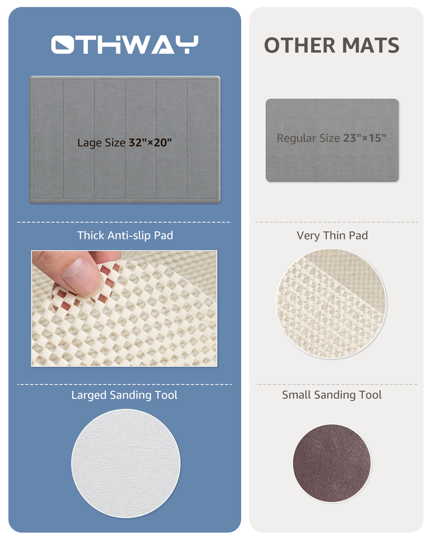 OTHWAY 32"x20" Large Diatomaceous Earth Bath Mat for Bathroom, Super Absorbent Quick-Dry Non-Slip Shower Mat, Natural Stone Bath Mat Easy to Clean