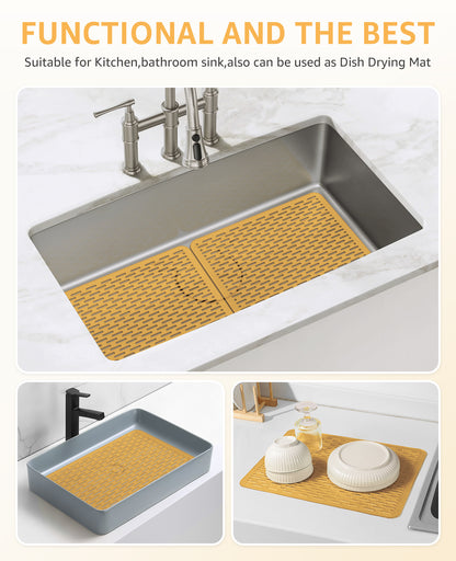 Bligli 15.7x11.8inch Kitchen Sink Mat, PVC Eco-Friendly Bottom Protector with Fast Drain & Anti-Slip