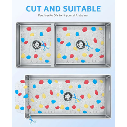 Bligli Non-Slip PVC Sink Mats (2-pack) – Pebble Design Protector for Stainless Steel/Porcelain, Dish Drying & Kitchen Liner, 15.7"x11.8"