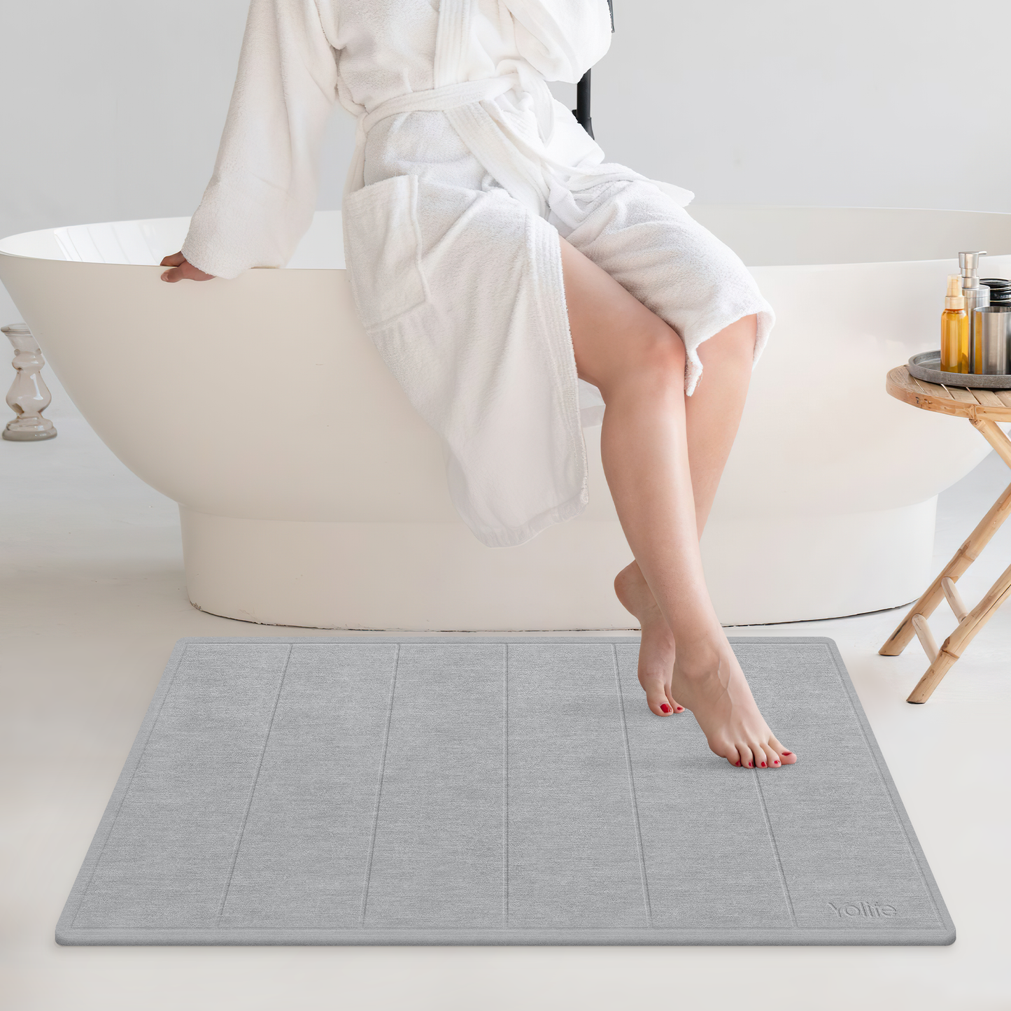 Yolife 32"x 20" Diatomite Bath Mat, Super Absorbent Quick-Dry Stone Bathroom Floor Mat, Non-Slip Natural Diatomaceous Earth Shower Rug, Large Bath Pad for Bathroom, Kitchen, Entryway, Easy to Clean