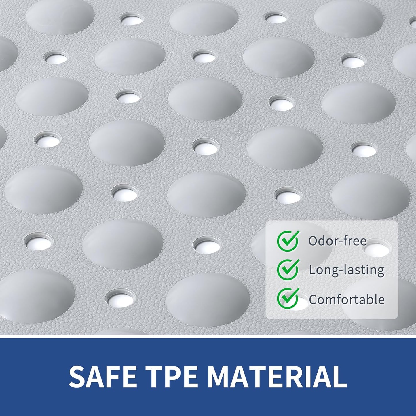 OTHWAY Large Shower Mat 34"x 23", TPE Non Slip Shower Mat for Walk in Shower Stall, Inside Shower Mats with Drain Holes Suction Cups, Anti-Slip for Elderly Kids