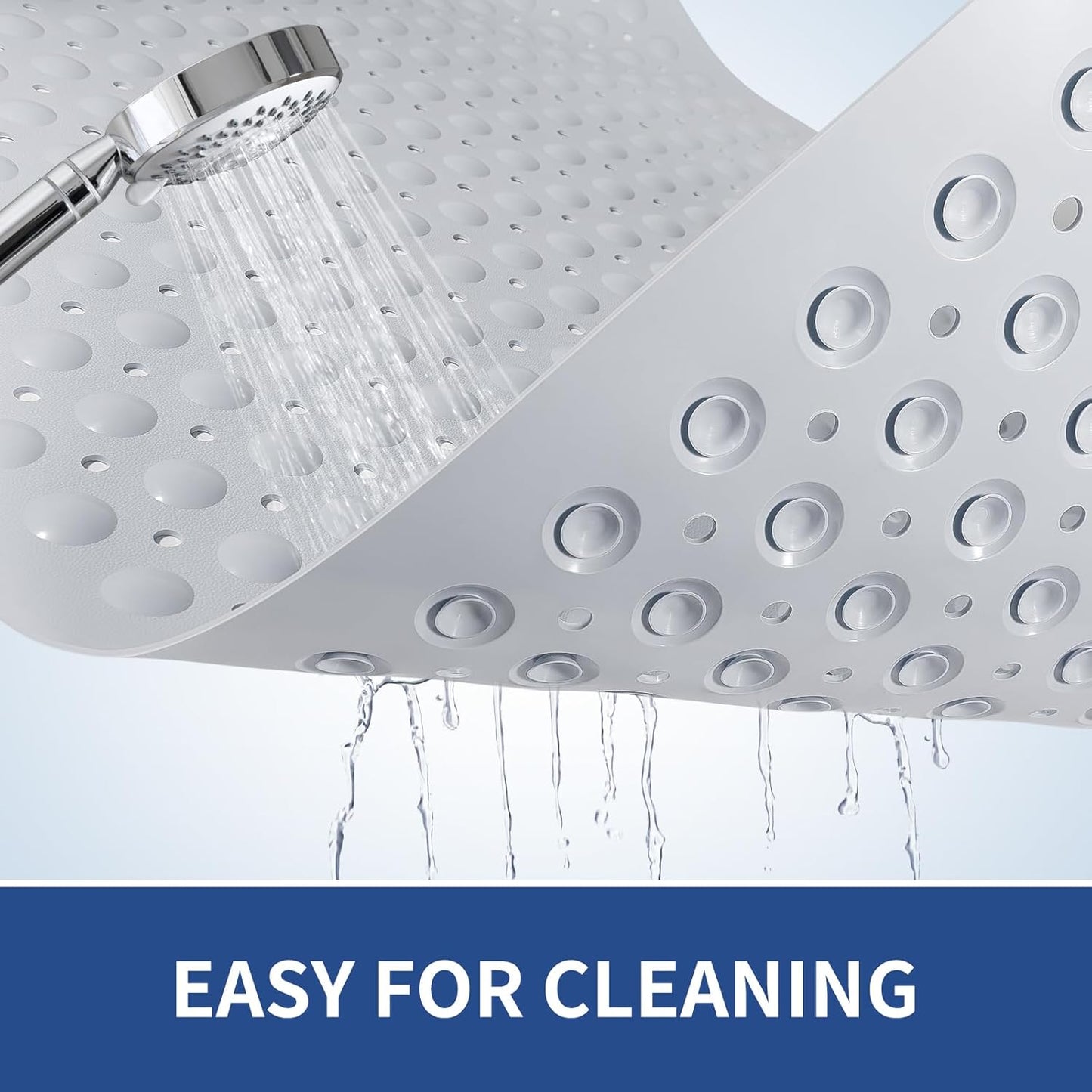 OTHWAY Large Shower Mat 34"x 23", TPE Non Slip Shower Mat for Walk in Shower Stall, Inside Shower Mats with Drain Holes Suction Cups, Anti-Slip for Elderly Kids