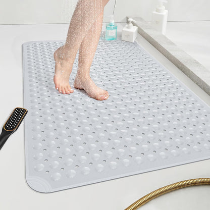 OTHWAY Large Shower Mat 34"x 23", TPE Non Slip Shower Mat for Walk in Shower Stall, Inside Shower Mats with Drain Holes Suction Cups, Anti-Slip for Elderly Kids