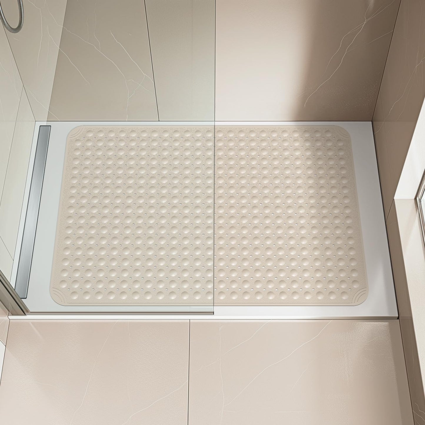 Large Anti-Slip Shower Mat with Drain Holes & Suction Cups