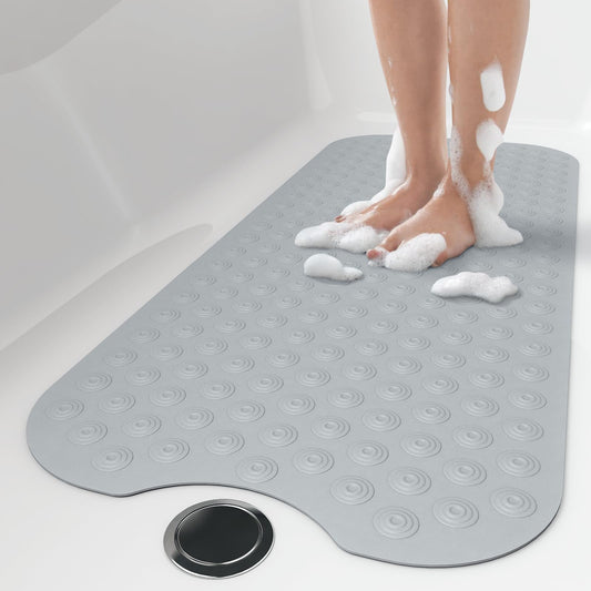 Non Slip Bathtub Mat | Large Bath Mat for Tub | Machine Washable | Comfortable Rubber Mat | Dark Grey