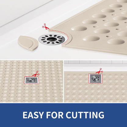 Large Anti-Slip Shower Mat with Drain Holes & Suction Cups