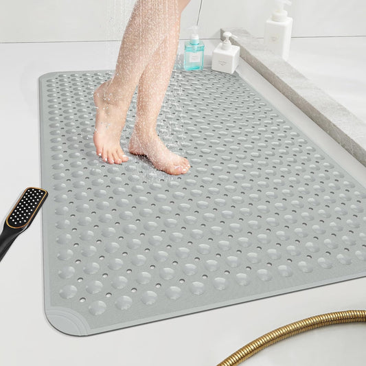 OTHWAY Large Shower Mat 34"x 23", TPE Non Slip Shower Mat for Walk in Shower Stall, Inside Shower Mats with Drain Holes Suction Cups, Anti-Slip for Elderly Kids