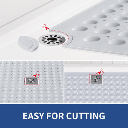 OTHWAY Large Shower Mat 34"x 23", TPE Non Slip Shower Mat for Walk in Shower Stall, Inside Shower Mats with Drain Holes Suction Cups, Anti-Slip for Elderly Kids