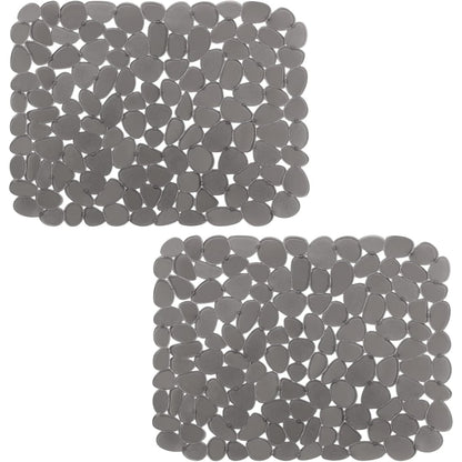 Bligli Non-Slip PVC Sink Mats (2-pack) – Pebble Design Protector for Stainless Steel/Porcelain, Dish Drying & Kitchen Liner, 15.7"x11.8"