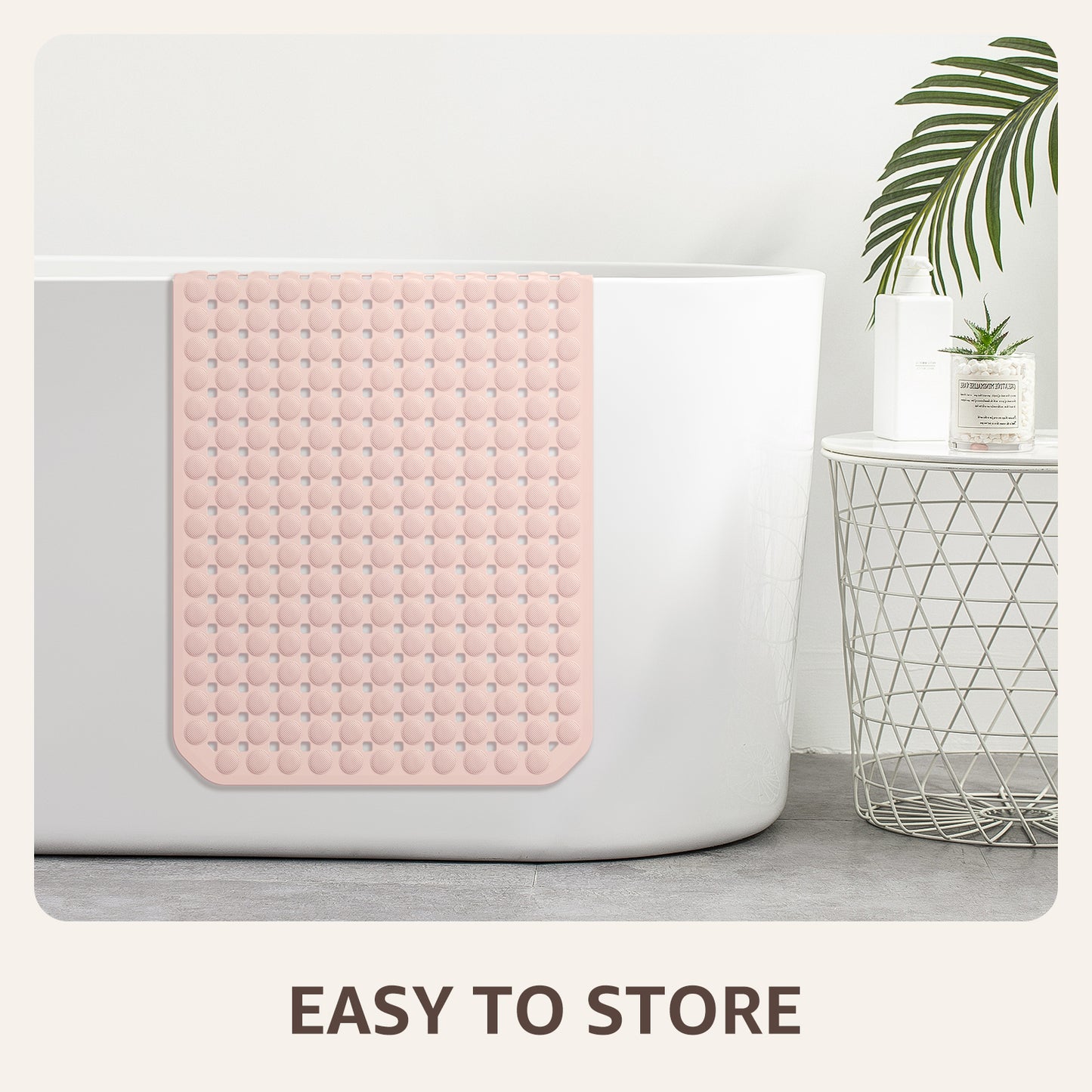 OTHWAY Non Slip Bath Tub Shower Mat with Suction Cups, Drain Holes, Bathtub Floor Liner Mats for Inside Shower Bathroom, Machine Washable, Soft on Feet, 35x16 Inch