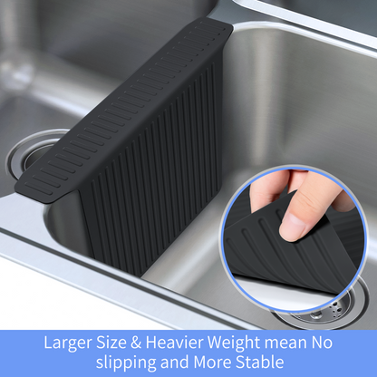 OTHWAY 12.8"x17.6" Silicone Sink Divider Mat, Large Sink Saddle & Protector for Divided Sink, No Suction Cups, Easy to Clean, Dish Drying Rack for Glassware and Dishes
