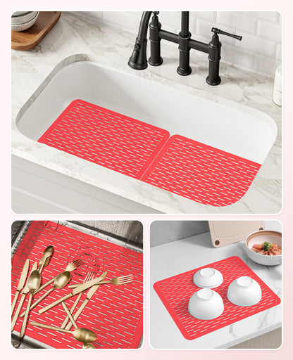Bligli 15.7x11.8inch Kitchen Sink Mat, PVC Eco-Friendly Bottom Protector with Fast Drain & Anti-Slip